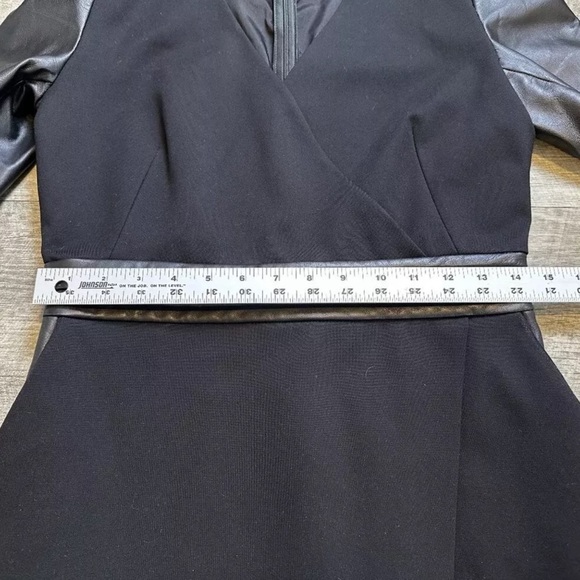The Kooples Hopla Italian Lamb Leather Trimmed Sheath Wrap Dress - Picture 15 of 16
